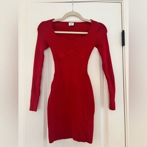 Abercrombie & Fitch red knit-rib dress